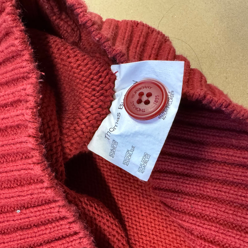 Detailansicht: Sourced limited accessories and clothes Thomas Burberry vintage red knitted sweatshirt – Logo, Nähte oder Material