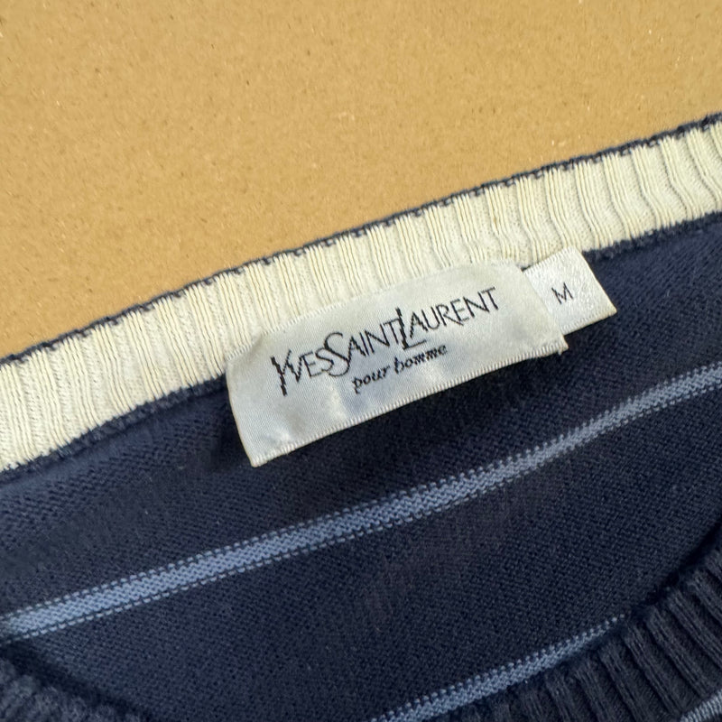 Detailansicht: Sourced limited accessories and clothes Yves Saint Laurent vintage striped sweatshirt – Logo, Nähte oder Material