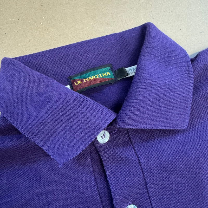 Detailansicht: Sourced limited accessories and clothes La Martina Porsche 2011 purple long sleeve polo shirt – Logo, Nähte oder Material