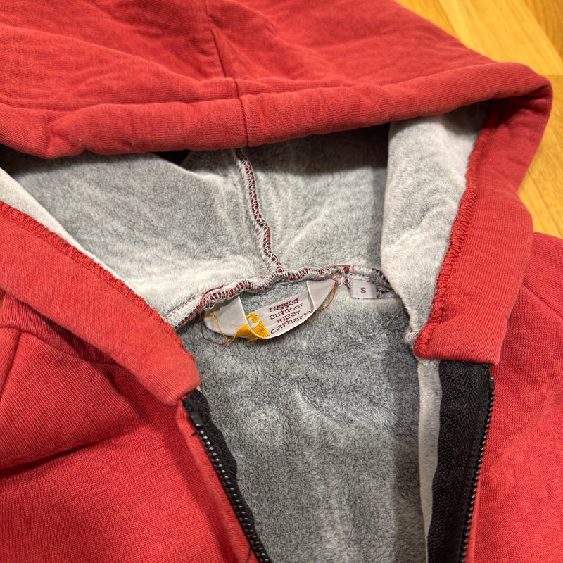 Detailansicht: Sourced limited accessories and clothes Carhartt red zipped fleece hoodie – Logo, Nähte oder Material