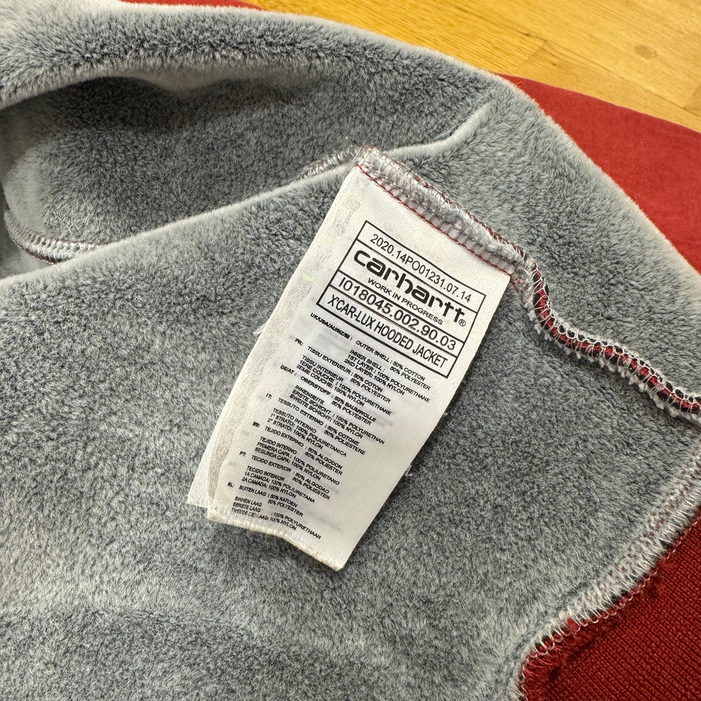 Carhartt red zipped fleece hoodie