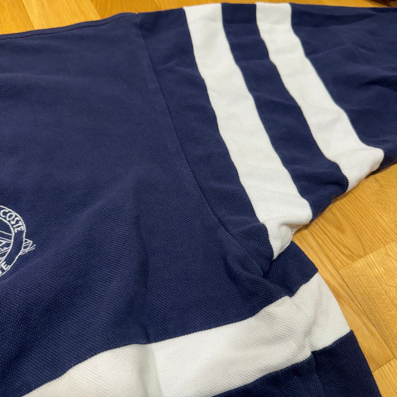 Detailansicht: Sourced limited accessories and clothes Lacoste Sailing vintage navy blue sweater – Logo, Nähte oder Material
