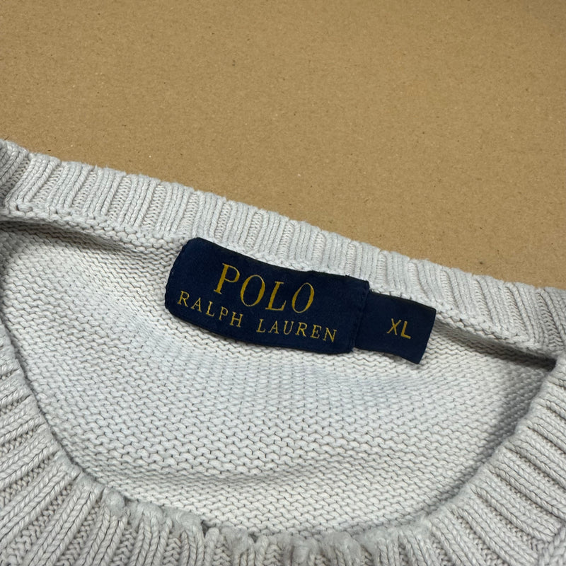 Detailansicht: Sourced limited accessories and clothes Polo Ralph Lauren knitted white crewneck – Logo, Nähte oder Material