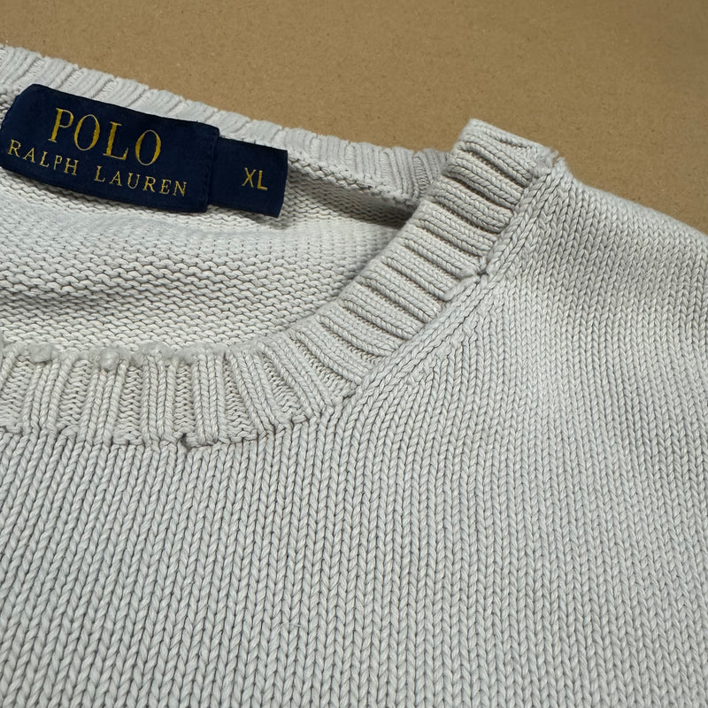 Detailansicht: Sourced limited accessories and clothes Polo Ralph Lauren knitted white crewneck – Logo, Nähte oder Material