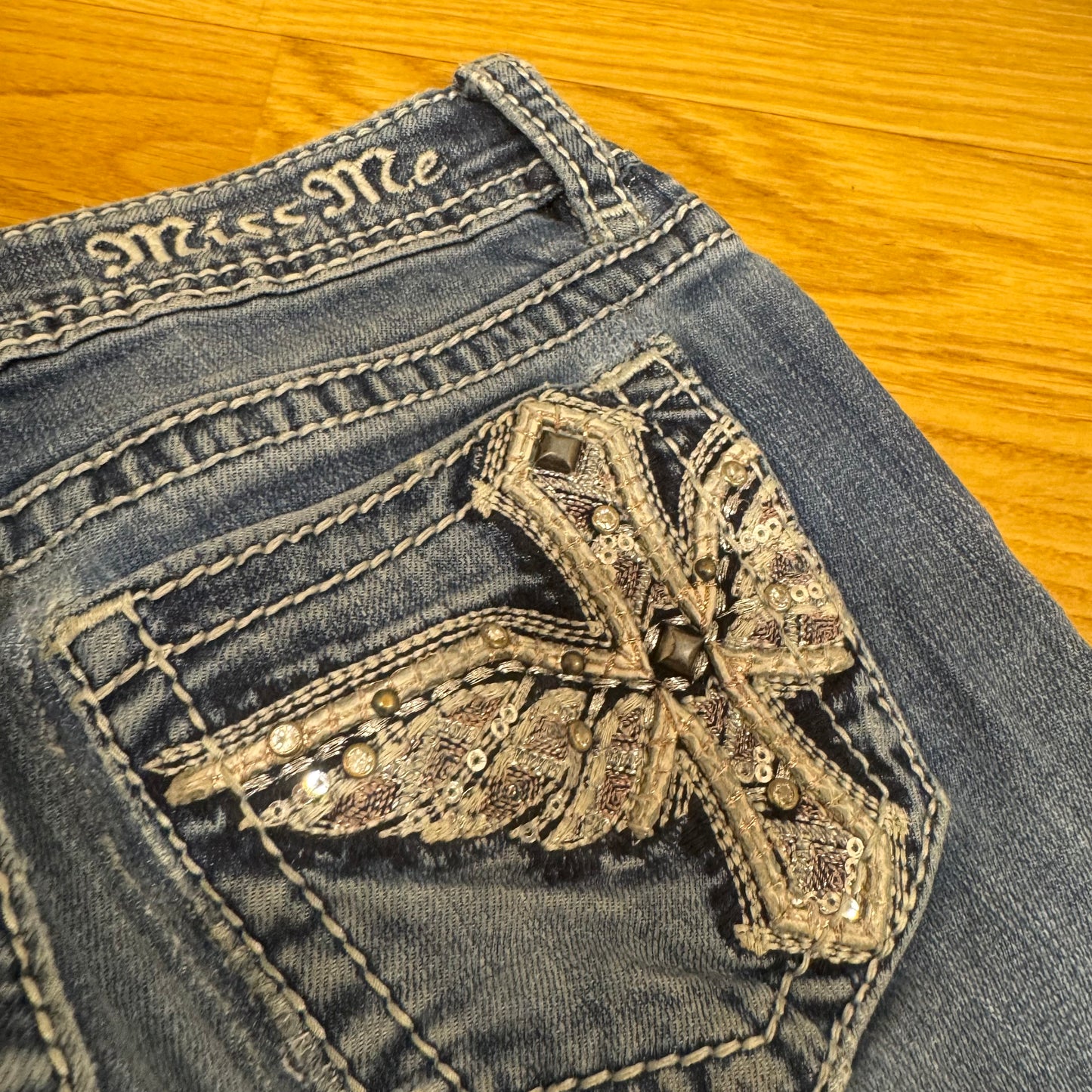 Miss Me y2k rhinestones wide leg jeans