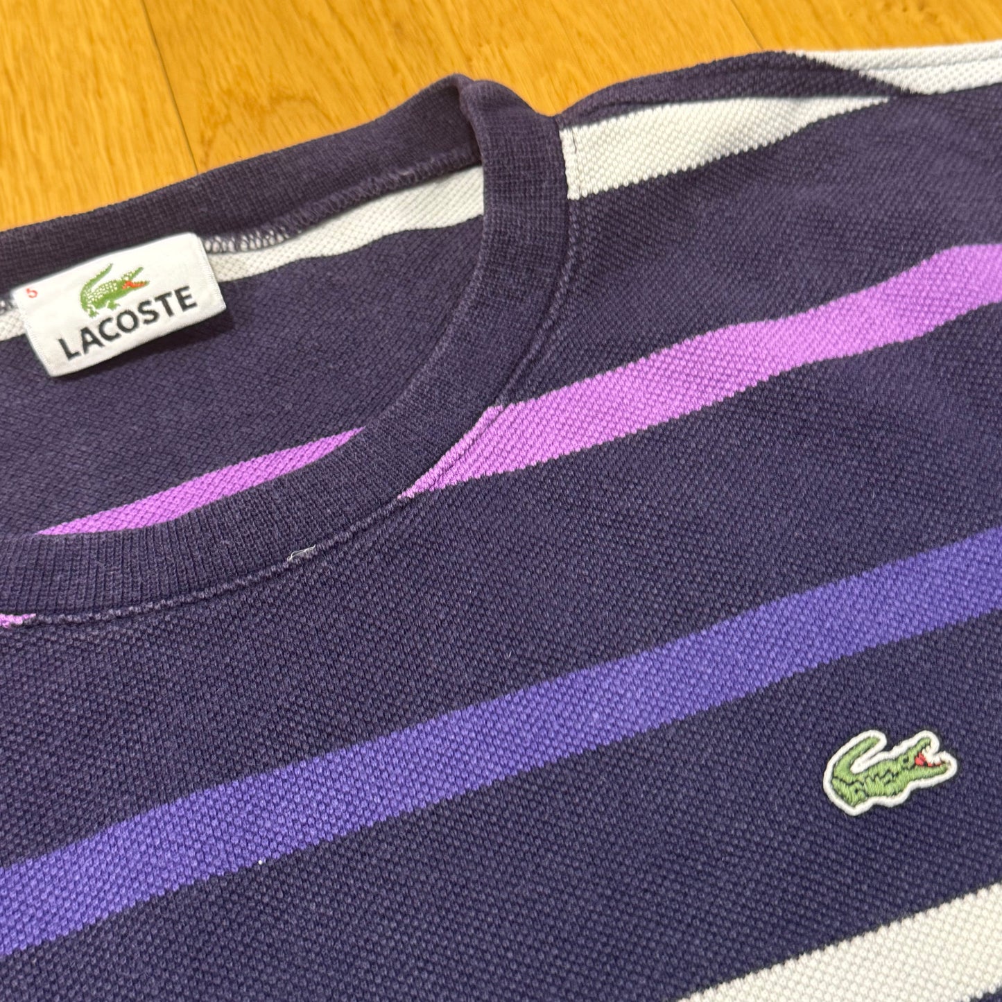 Lacoste vintage purple striped sweatshirt