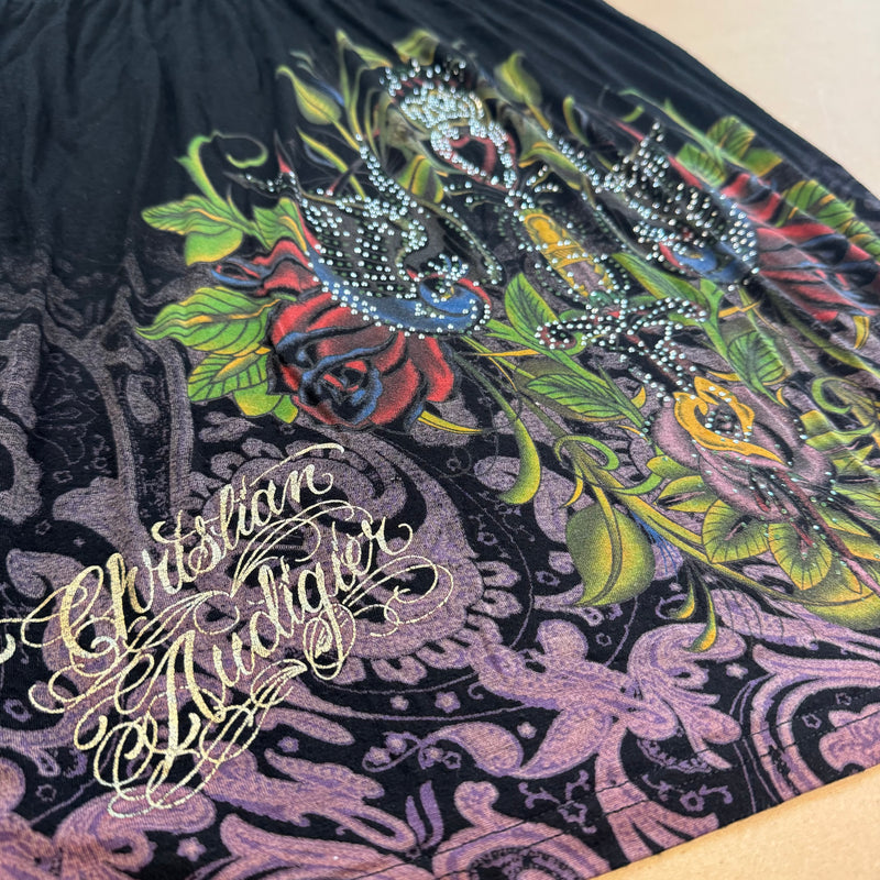 Detailansicht: Sourced limited accessories and clothes Christian Audigier Y2K vintage dress – Logo, Nähte oder Material