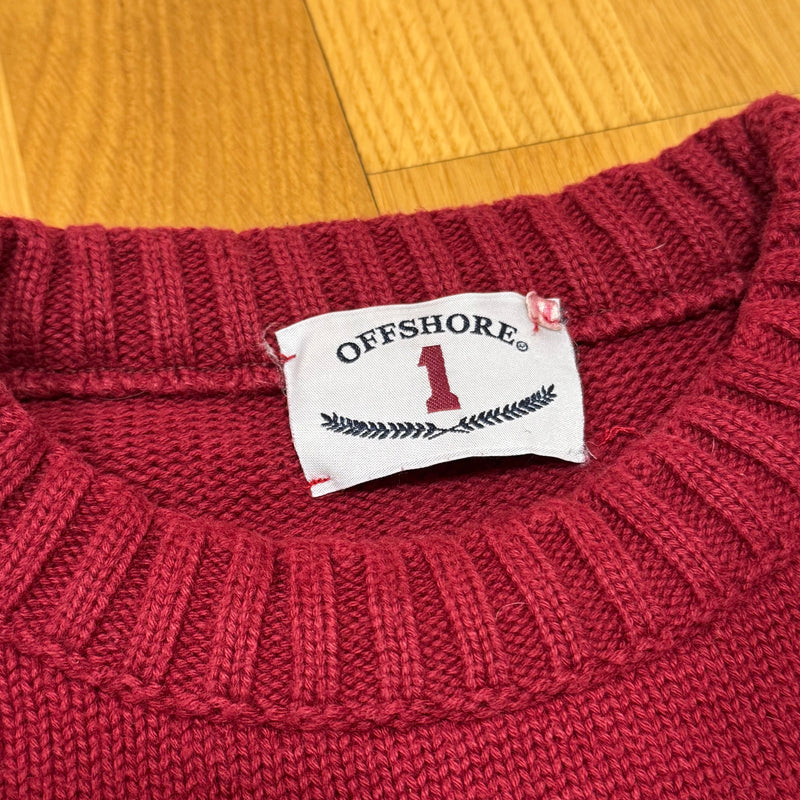 Detailansicht: Sourced limited accessories and clothes Offshore 1 vintage knitted crewneck – Logo, Nähte oder Material