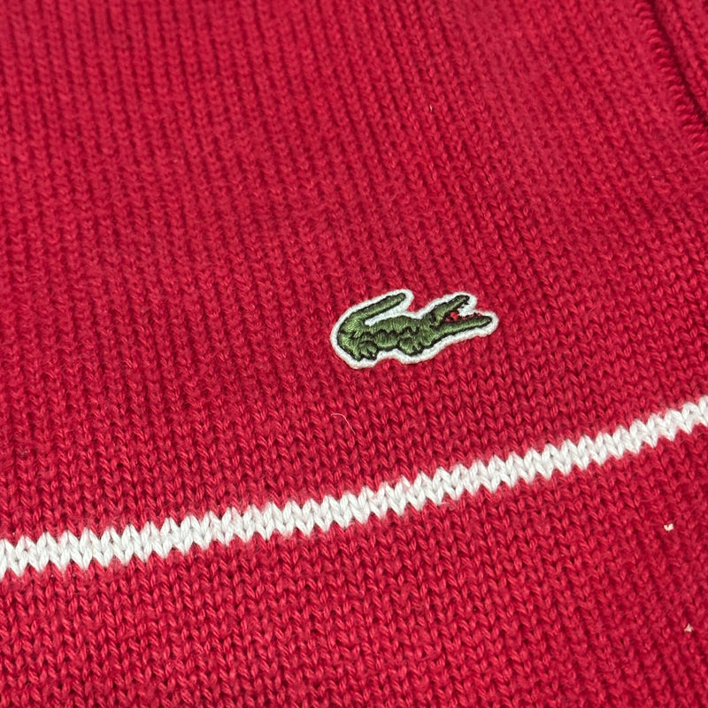 Detailansicht: Sourced limited accessories and clothes Lacoste vintage red knitted sweater – Logo, Nähte oder Material