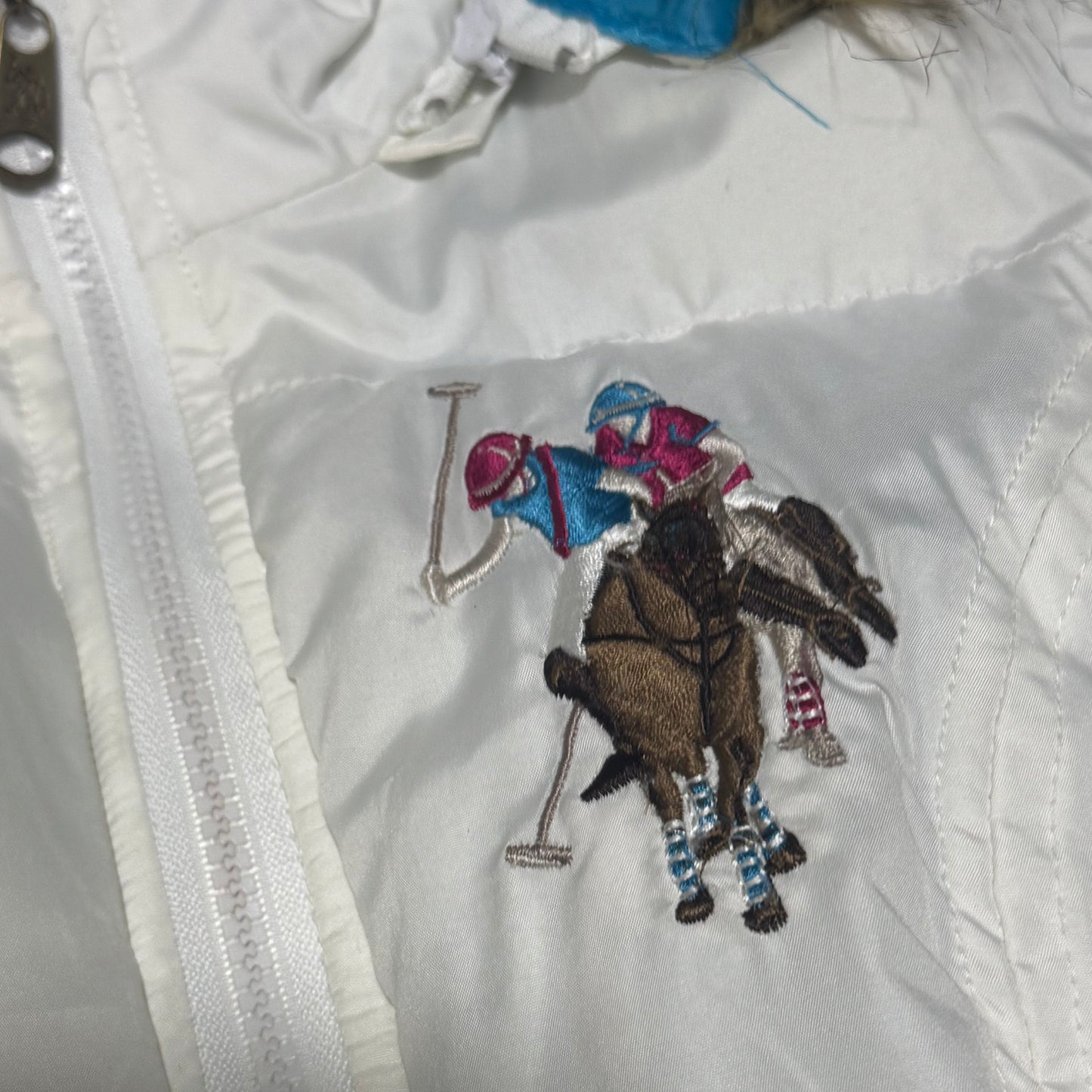 US Polo Assn white fur puffer jacket
