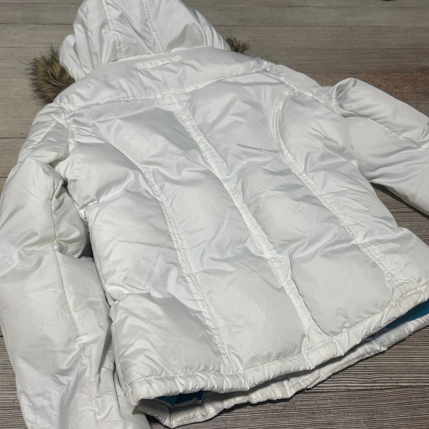 US Polo Assn white fur puffer jacket
