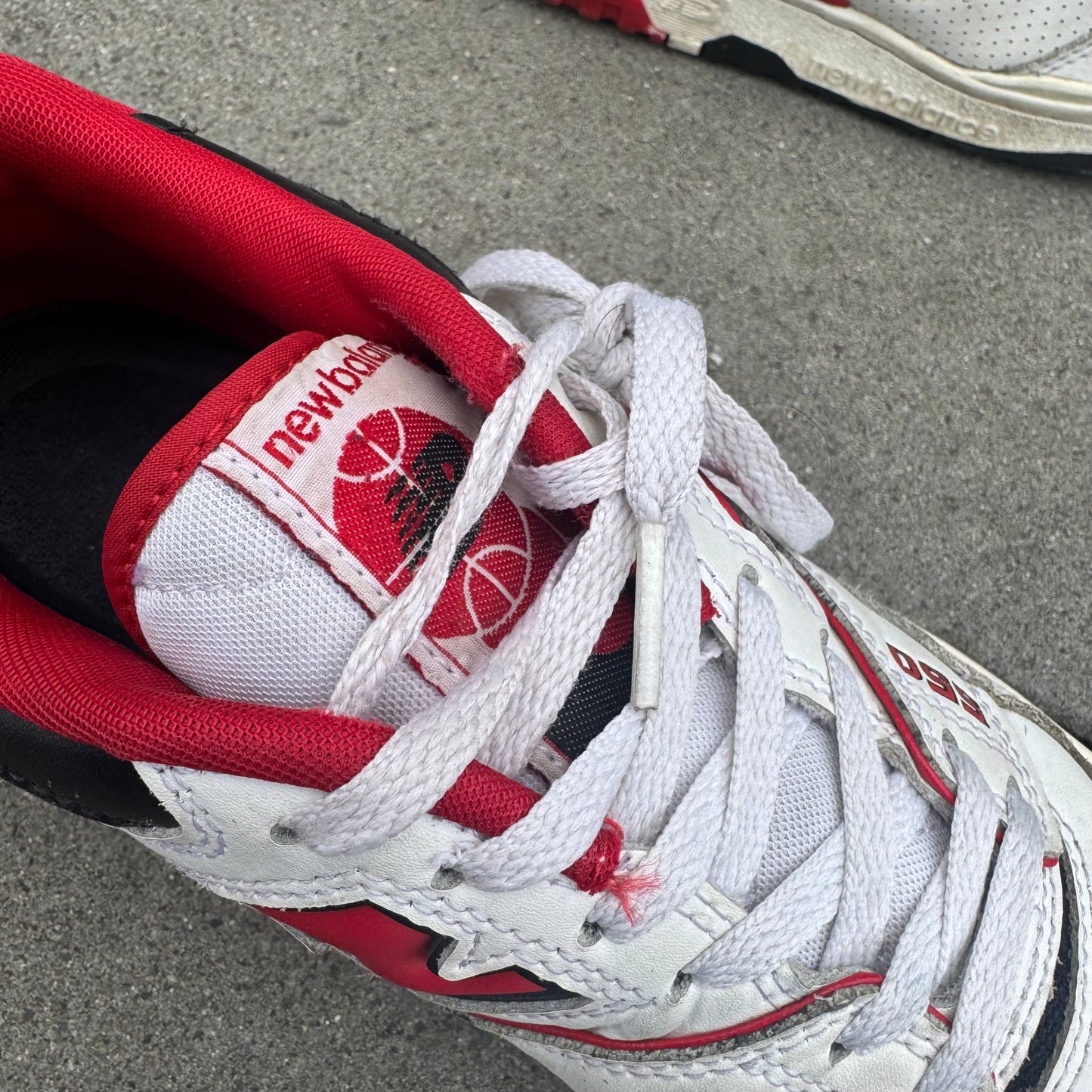 New Balance 550 white and red sneakers