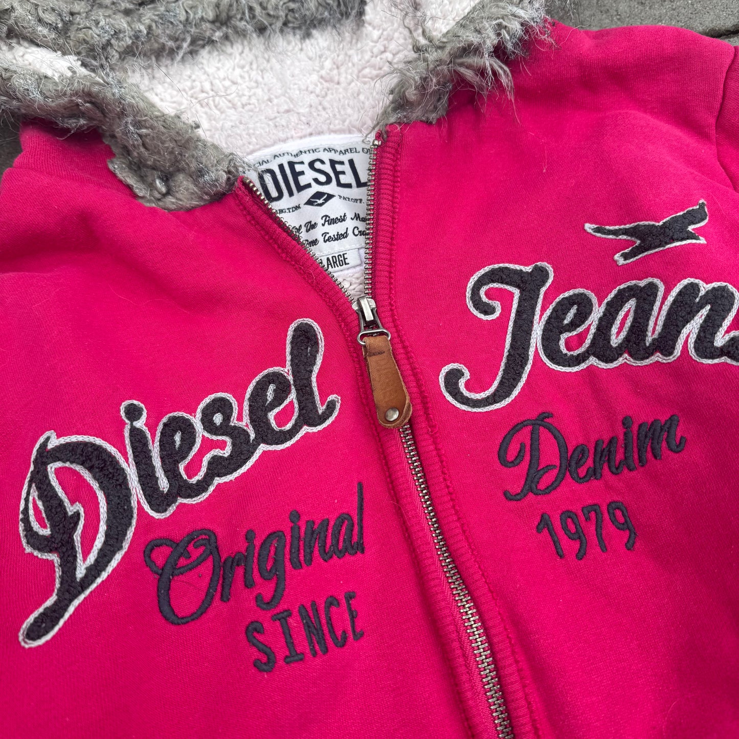 Diesel Jeans Y2K vintage pink zip-up hoodie