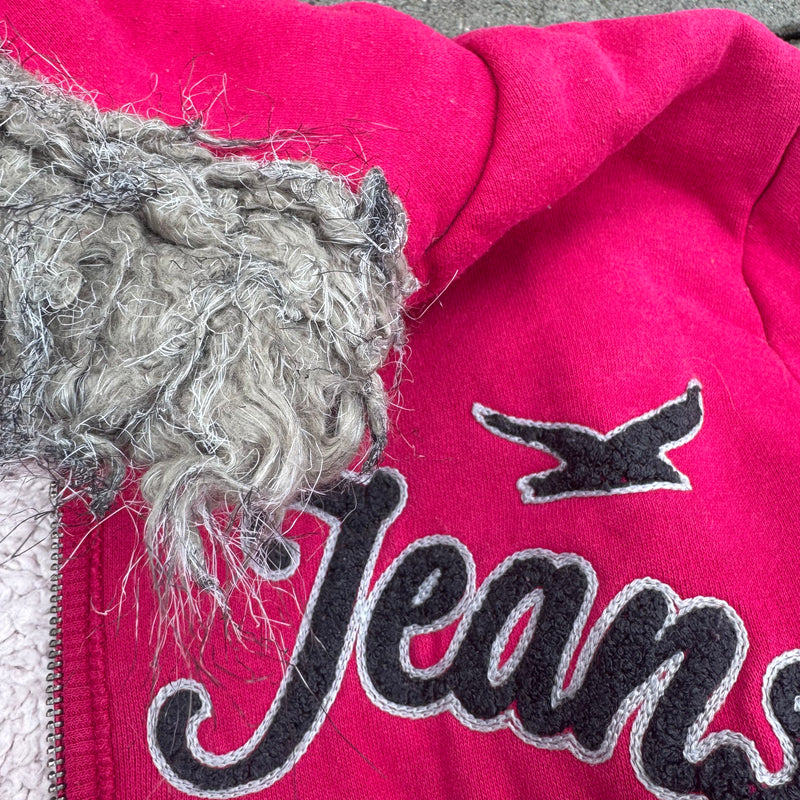 Detailansicht: Sourced limited accessories and clothes Diesel Jeans Y2K vintage pink zip-up hoodie – Logo, Nähte oder Material