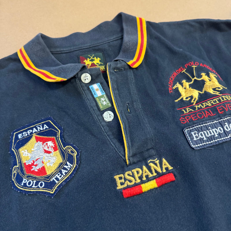 Detailansicht: Sourced limited accessories and clothes La Martina Spain black vintage polo – Logo, Nähte oder Material