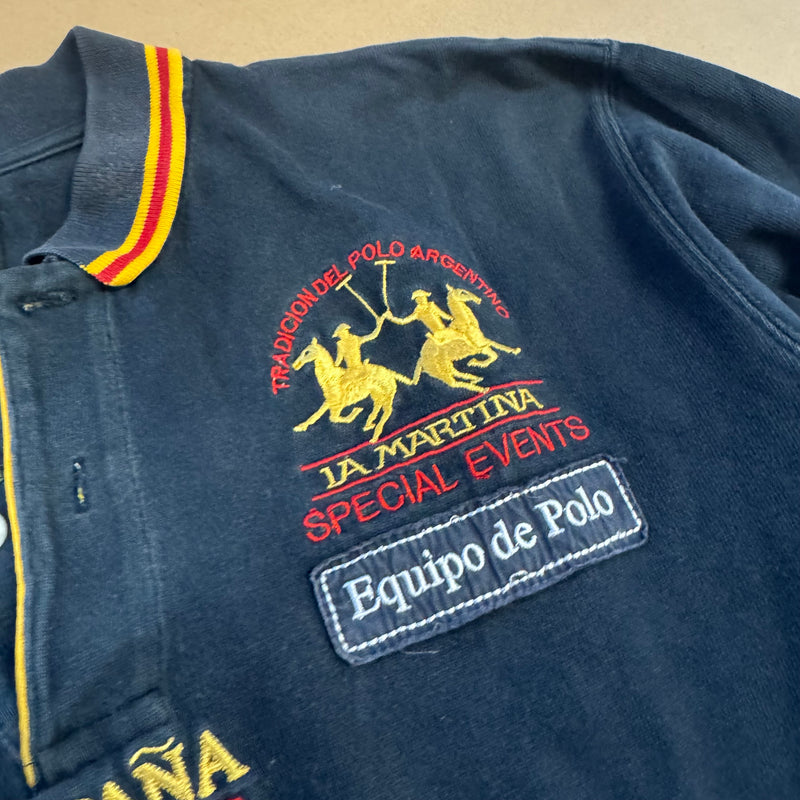 Detailansicht: Sourced limited accessories and clothes La Martina Spain black vintage polo – Logo, Nähte oder Material
