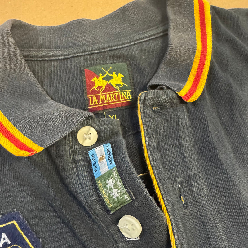 Detailansicht: Sourced limited accessories and clothes La Martina Spain black vintage polo – Logo, Nähte oder Material