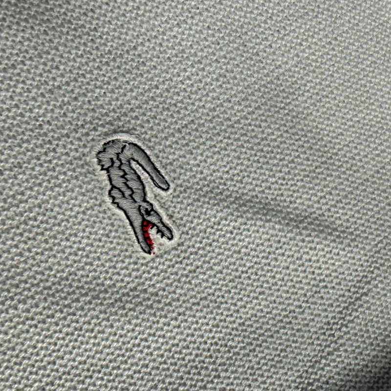 Detailansicht: Sourced limited accessories and clothes Lacoste vintage grey knitted cardigan – Logo, Nähte oder Material