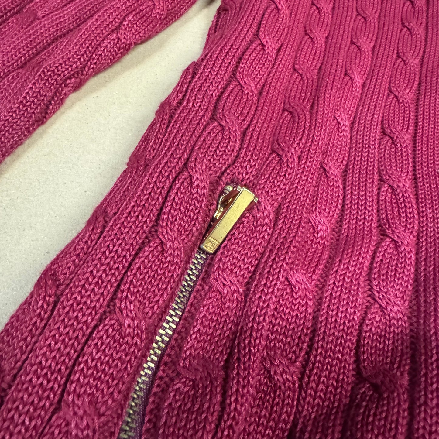 Lauren Ralph Lauren burgundy knitted zip-up