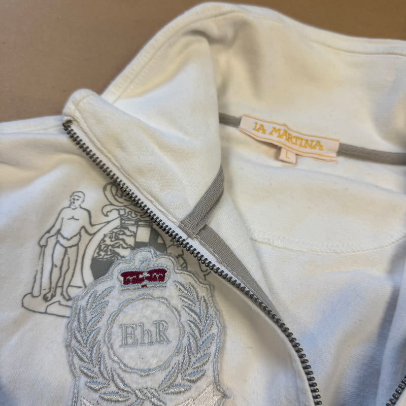 Detailansicht: Sourced limited accessories and clothes La Martina Ehr 1936 women’s white zip-up – Logo, Nähte oder Material
