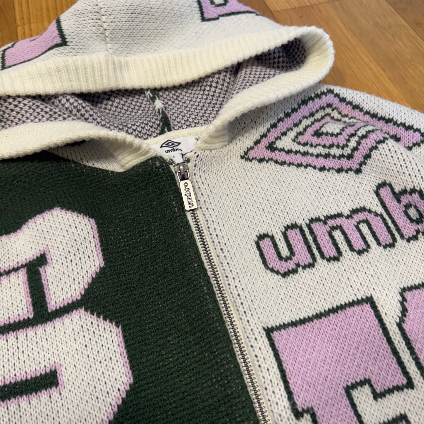 Umbro colourful cropped knitted zip-up hoodie