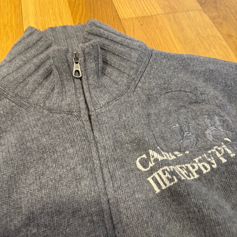 Detailansicht: Sourced limited accessories and clothes La Martina Replica women’s polo grey wool zip-up – Logo, Nähte oder Material