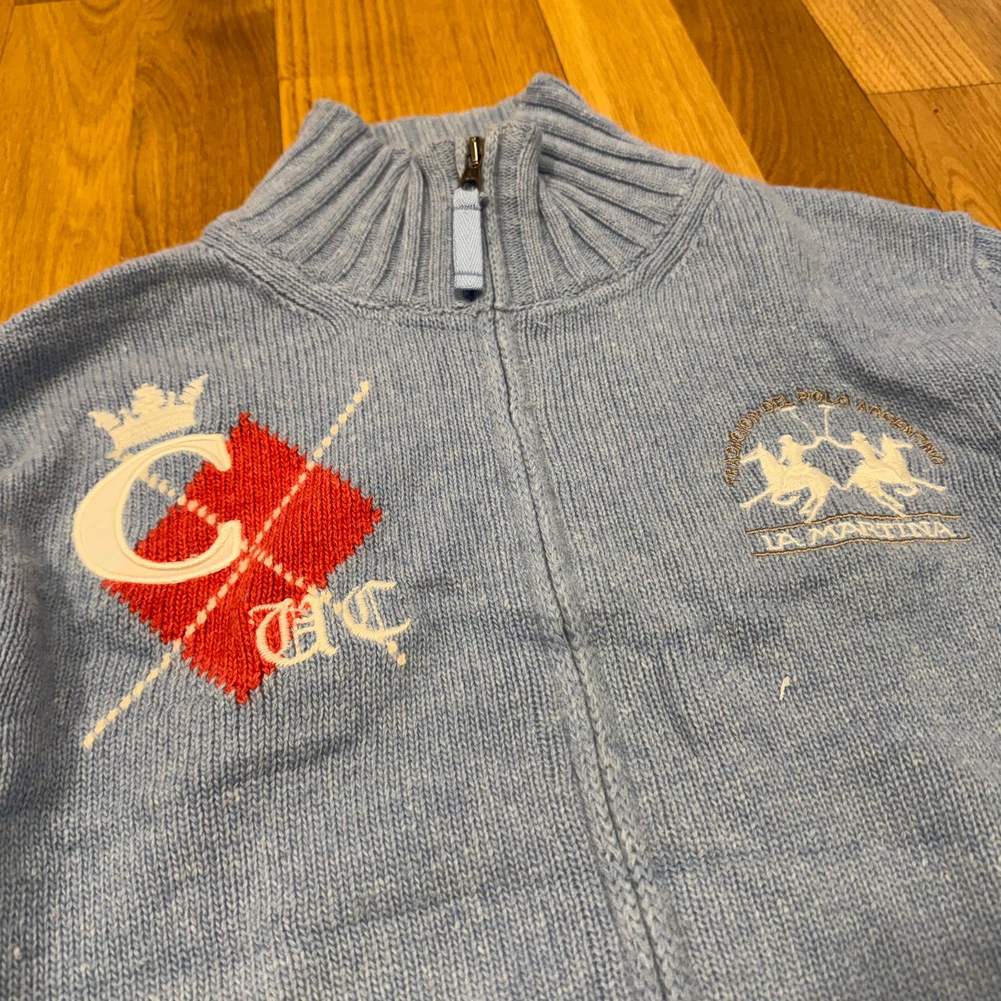 La Martina Aspen Snow Polo blue knitted jacket