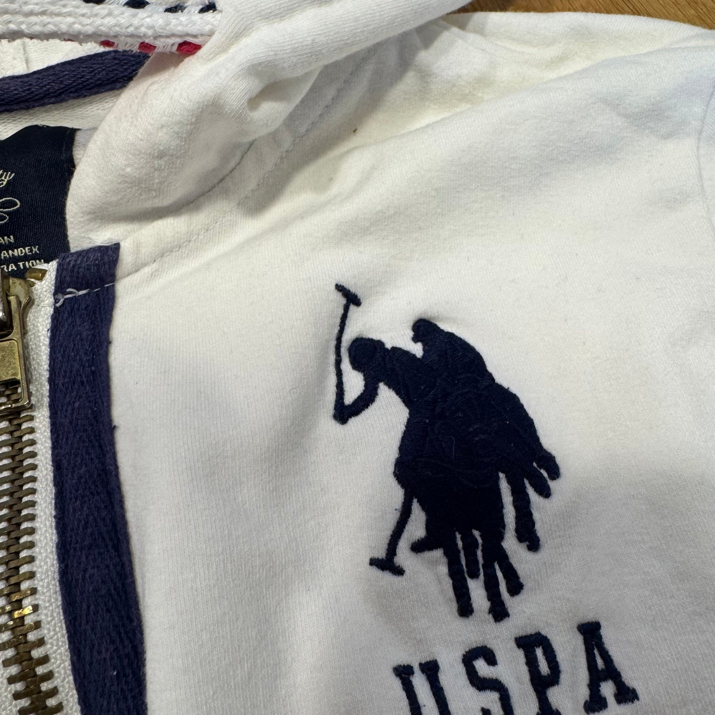 US Polo Assn vintage white zipped hoodie
