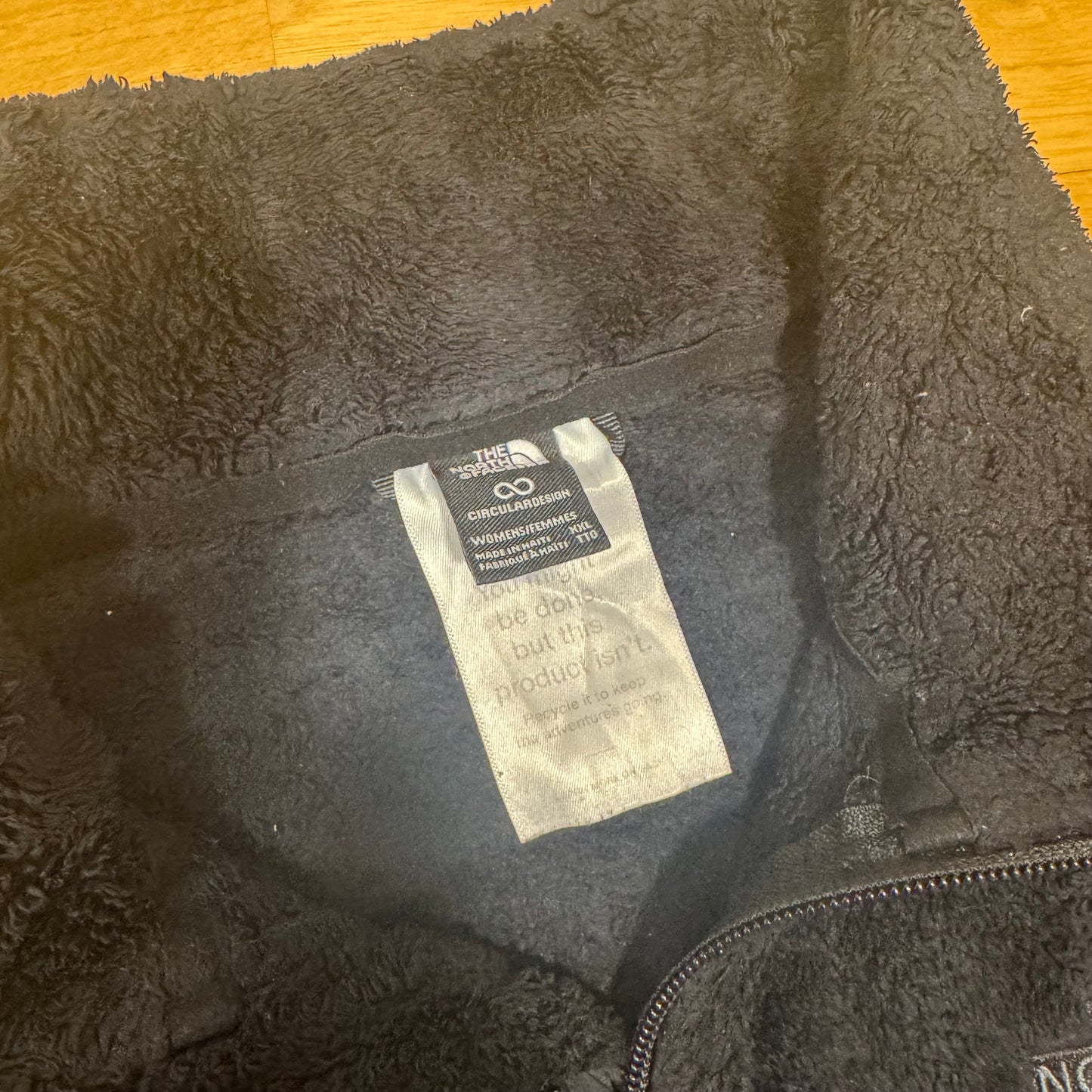 The North Face fluffy black fleece jacket
