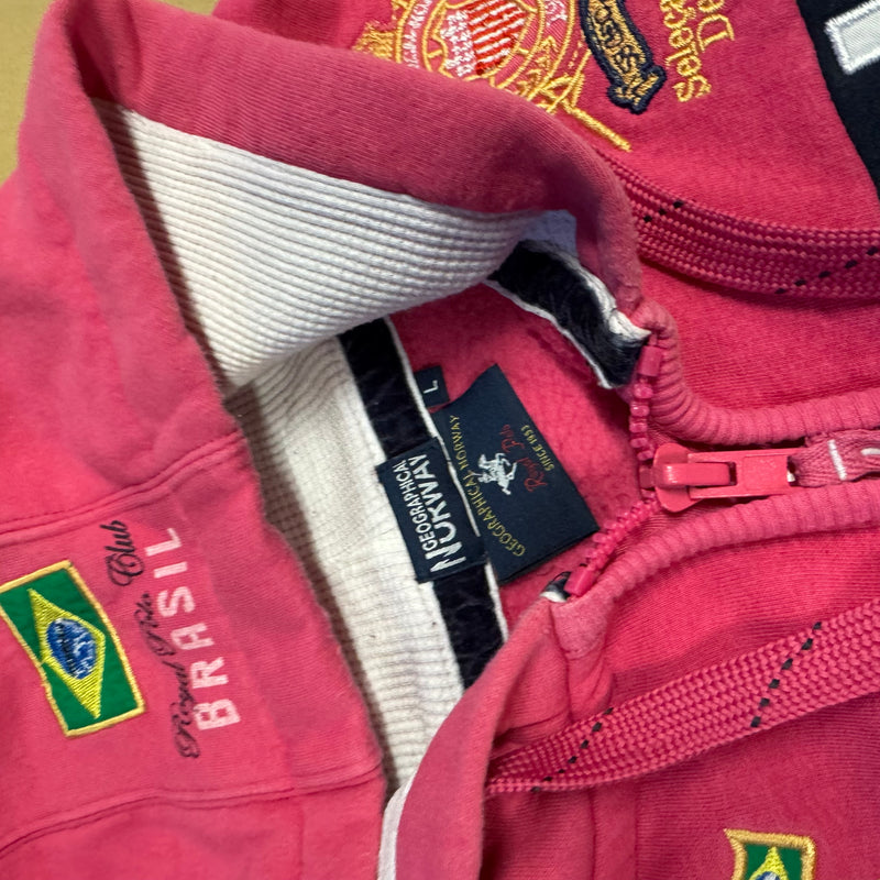 Detailansicht: Sourced limited accessories and clothes Geographical Norway Brazil Royal Polo hoodie – Logo, Nähte oder Material