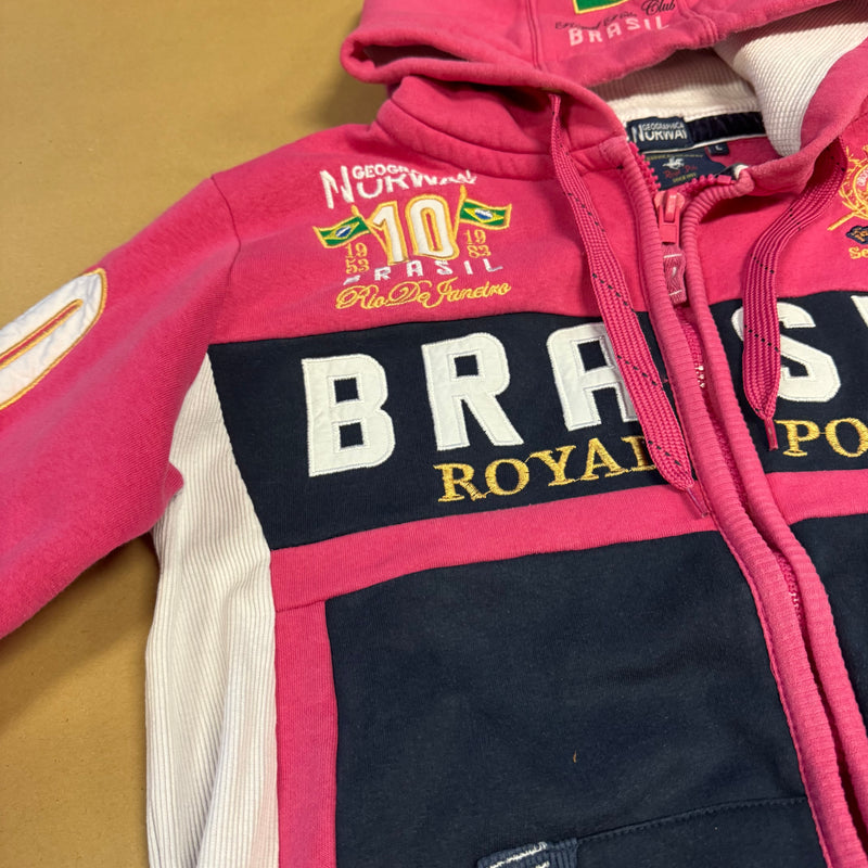 Detailansicht: Sourced limited accessories and clothes Geographical Norway Brazil Royal Polo hoodie – Logo, Nähte oder Material