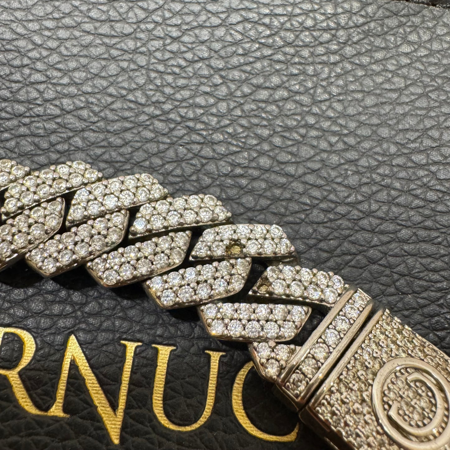 Cernucci iced out prong Cuban chain white gold