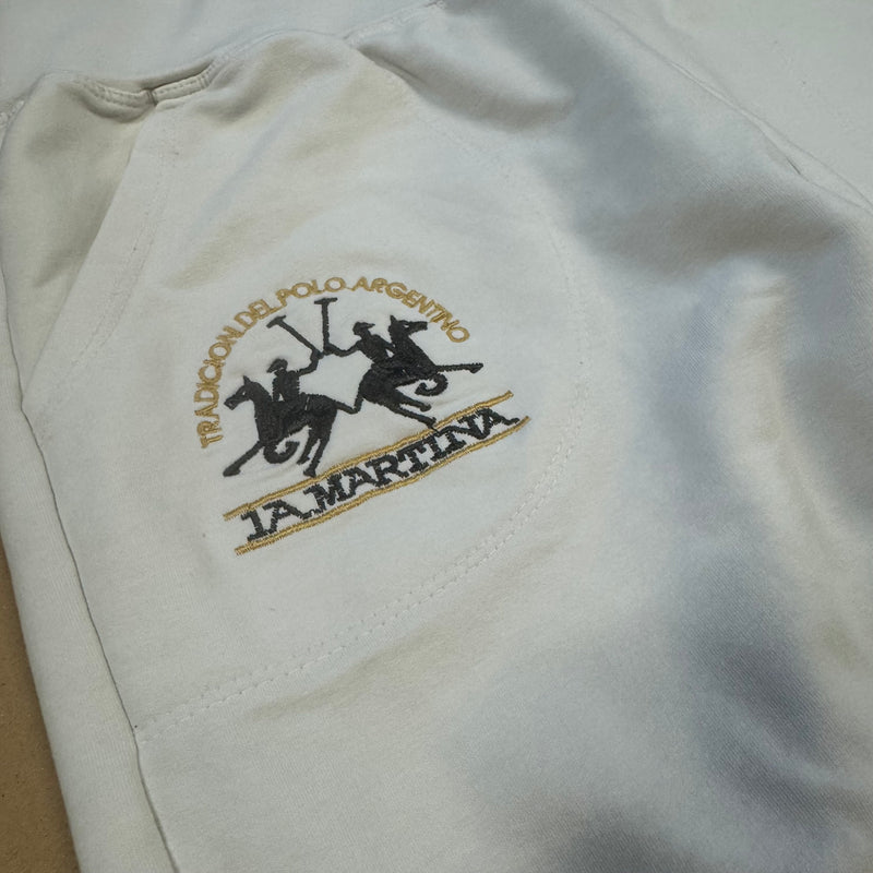 Detailansicht: Sourced limited accessories and clothes La Martina cotton white jogging pants – Logo, Nähte oder Material