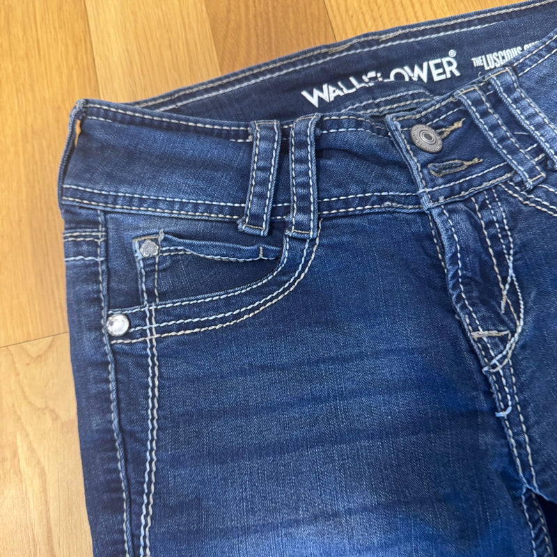 Detailansicht: Sourced limited accessories and clothes Wallflower Y2K vintage wide leg jeans – Logo, Nähte oder Material
