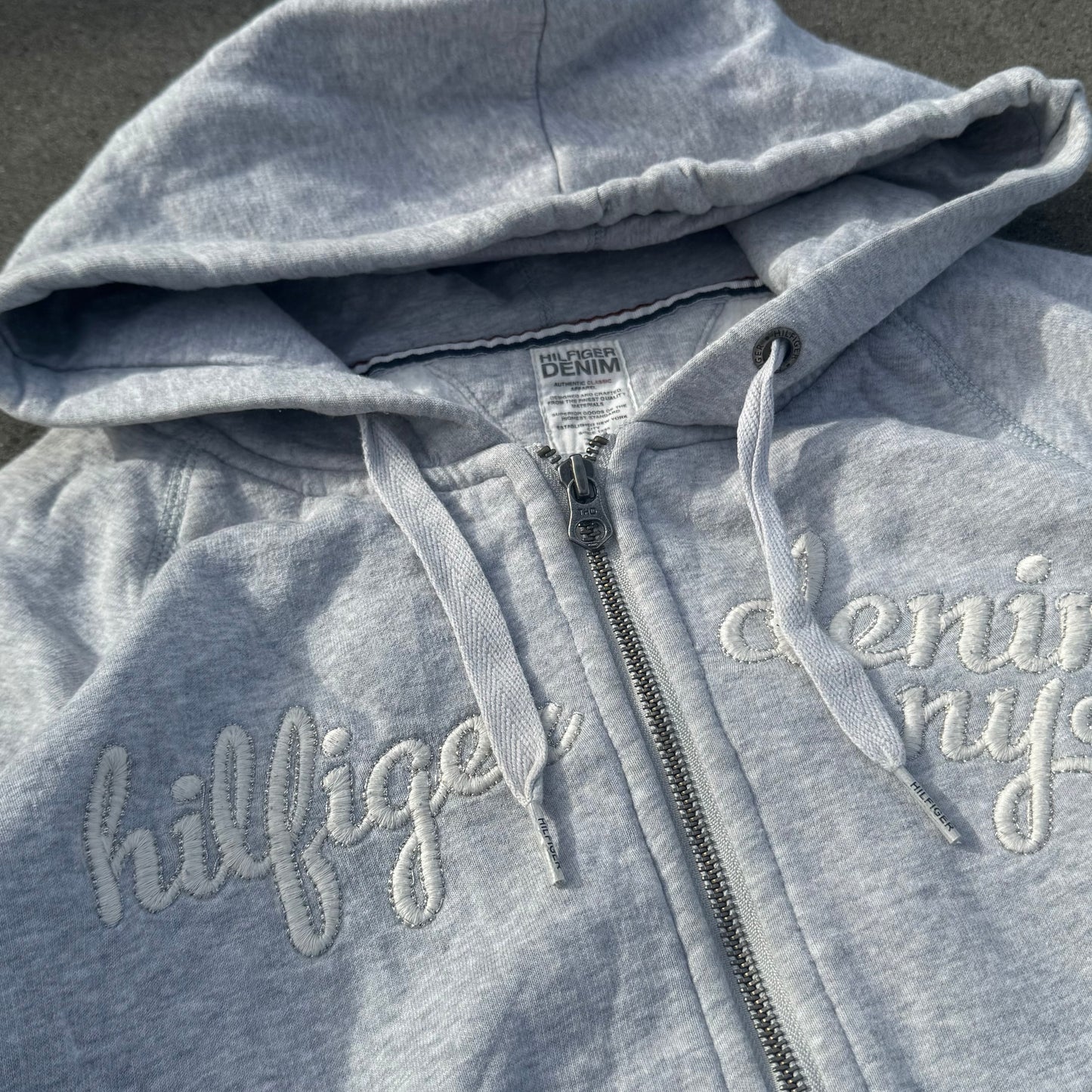 Hilfiger Denim Y2K grey zipped hoodie