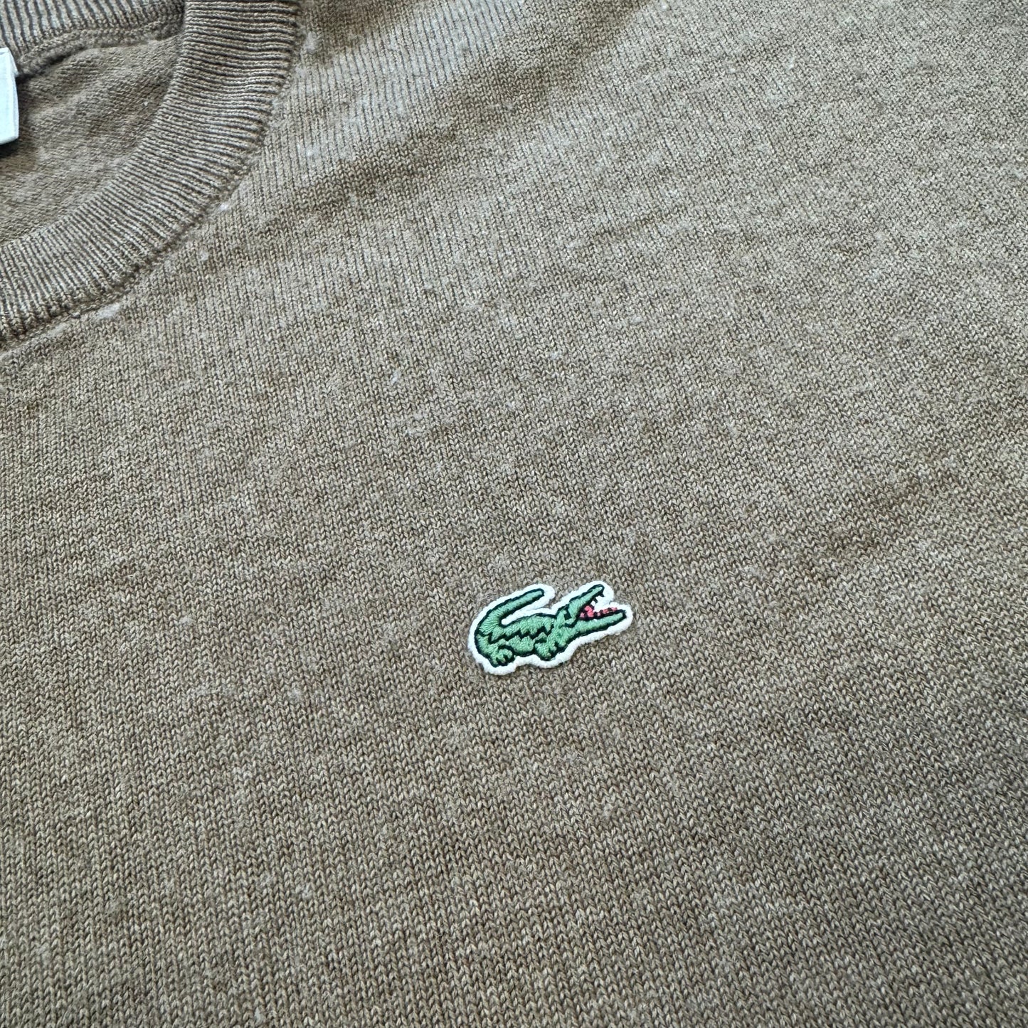 Lacoste brown wool crewneck