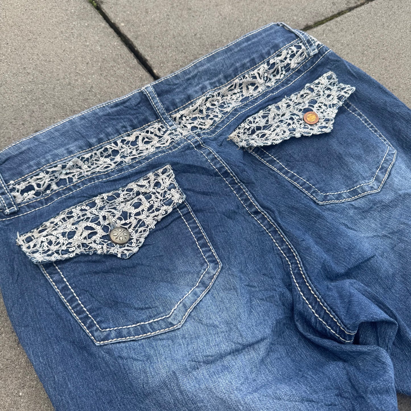 Ana Y2K vintage glitter wide leg jeans