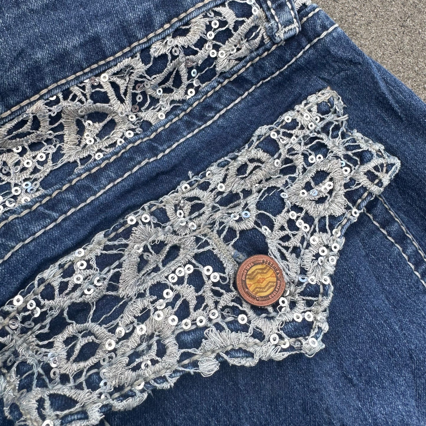 Ana Y2K vintage glitter wide leg jeans