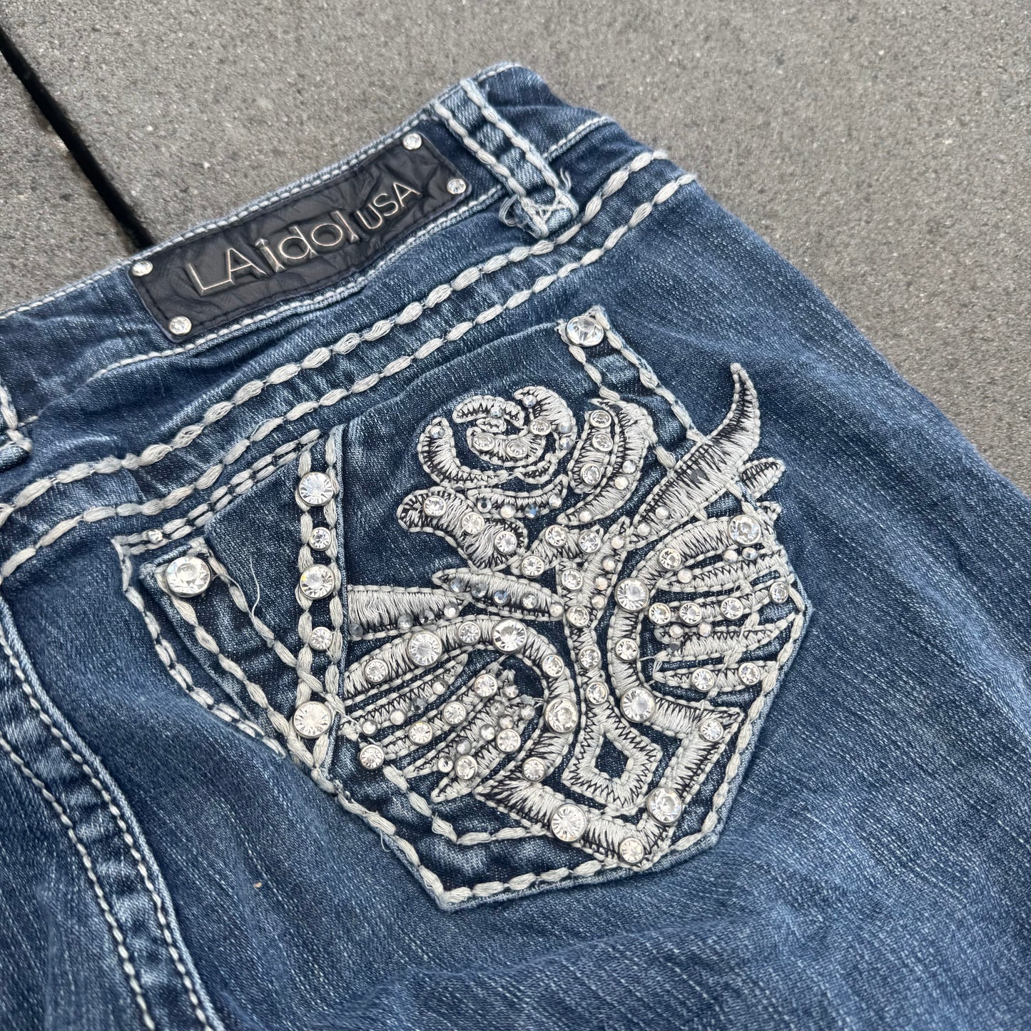 LA Idol USA Y2K glitter wide leg jeans