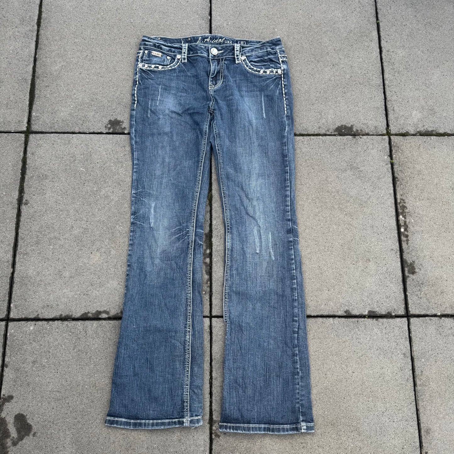 LA Idol USA Y2K glitter wide leg jeans