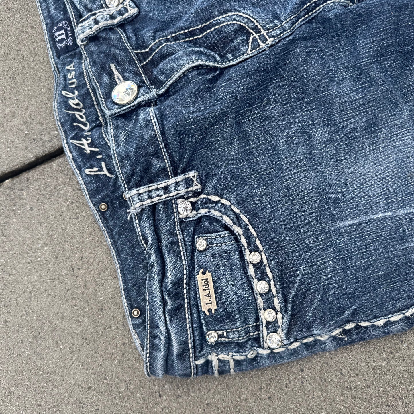LA Idol USA Y2K glitter wide leg jeans