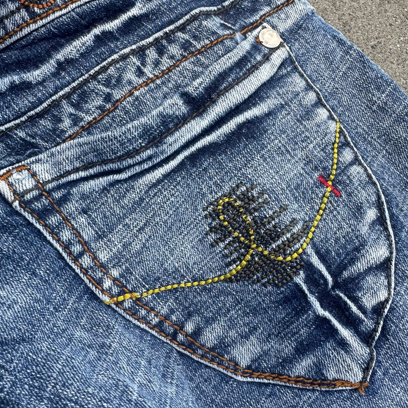 Detailansicht: Sourced limited accessories and clothes Six Nine 69 Y2K bootcut jeans – Logo, Nähte oder Material