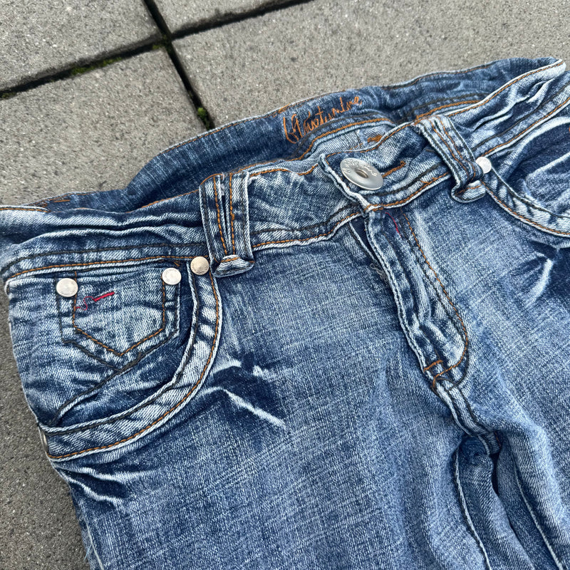 Detailansicht: Sourced limited accessories and clothes Six Nine 69 Y2K bootcut jeans – Logo, Nähte oder Material