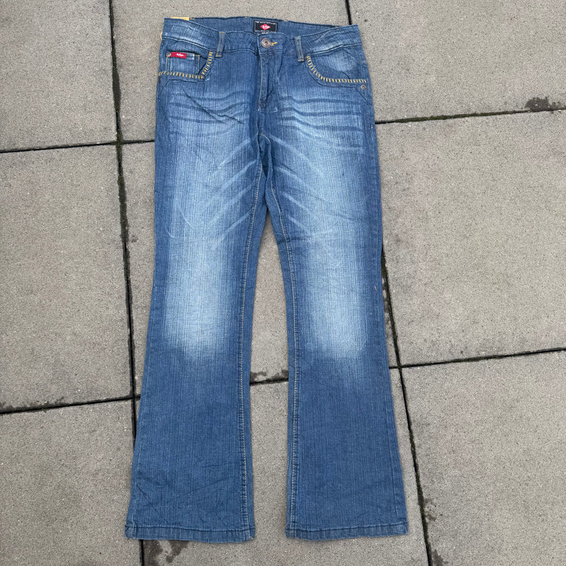 Detailansicht: Sourced limited accessories and clothes Lee Cooper wide leg stone washed jeans – Logo, Nähte oder Material