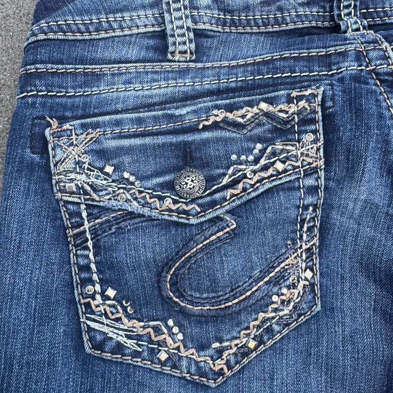 Detailansicht: Sourced limited accessories and clothes Silven Y2K vintage wide leg jeans – Logo, Nähte oder Material