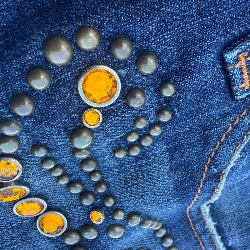 Detailansicht: Sourced limited accessories and clothes Plastie by Sly vintage wide leg jeans – Logo, Nähte oder Material