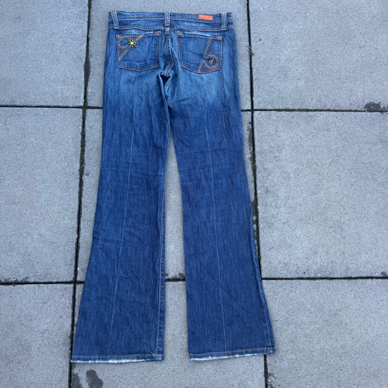 Detailansicht: Sourced limited accessories and clothes Plastie by Sly vintage wide leg jeans – Logo, Nähte oder Material