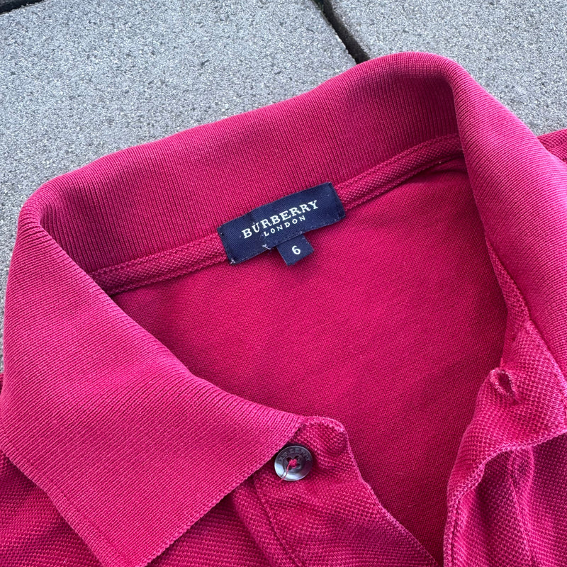 Detailansicht: Sourced limited accessories and clothes Burberry London vintage burgundy poloshirt – Logo, Nähte oder Material