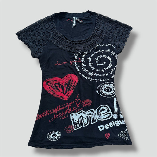 Desigual vintage embroidered Y2K top