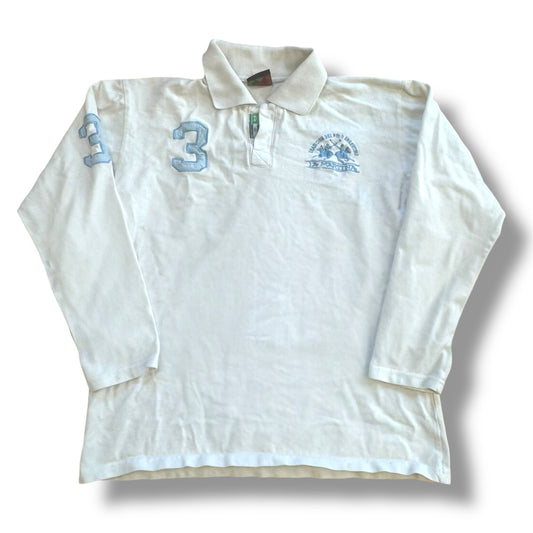 La Martina casual white longsleeve poloshirt